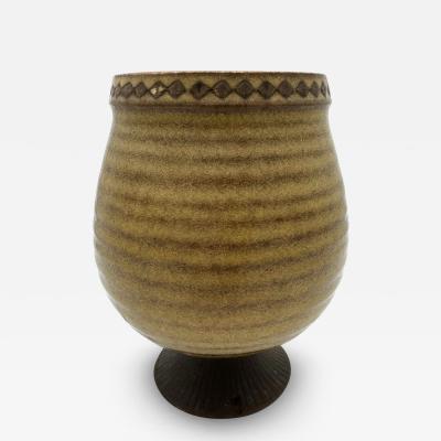 Gunnar Nylund Glazed Olive and Brown Ceramic Pot or Goblet