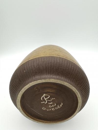 Gunnar Nylund Glazed Olive and Brown Stoneware Vase