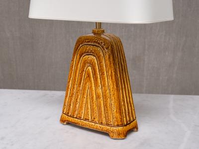 Gunnar Nylund Gunnar Nylund Mustard Yellow Chamotte Table Lamp R rstrand Sweden 1950s