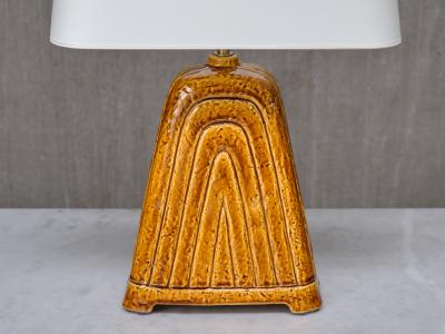 Gunnar Nylund Gunnar Nylund Mustard Yellow Chamotte Table Lamp R rstrand Sweden 1950s
