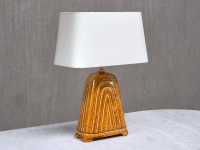 Gunnar Nylund Gunnar Nylund Mustard Yellow Chamotte Table Lamp R rstrand Sweden 1950s