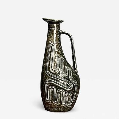 Gunnar Nylund Gunnar Nylund Swedish Mid Century Modern Green Vase Glazed Stoneware 1960s