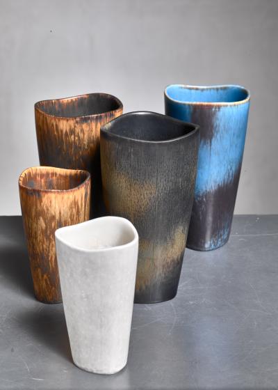 Gunnar Nylund Gunnar Nylund set of five Aks vases Sweden 1950s