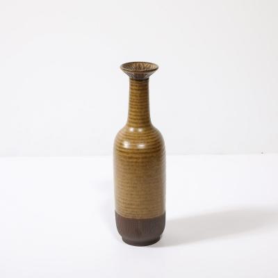 Gunnar Nylund Mid Century Yellow Ocre Umber Striped Vase by Gunnar Nylund for R rstrand