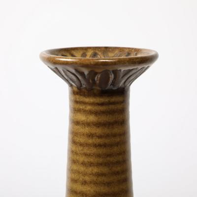 Gunnar Nylund Mid Century Yellow Ocre Umber Striped Vase by Gunnar Nylund for R rstrand