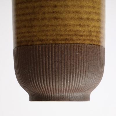 Gunnar Nylund Mid Century Yellow Ocre Umber Striped Vase by Gunnar Nylund for R rstrand