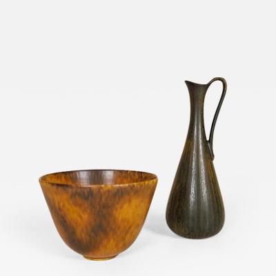 Gunnar Nylund Midcentury Set of Ceramic Bowl and Vase R rstrand Gunnar Nylund Sweden 1950s