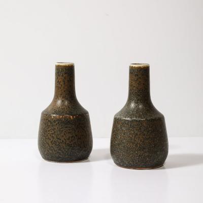 Gunnar Nylund Pair of Mid Century Speckled Umber Glazed Vases by Gunnar Nylund for R rstrand