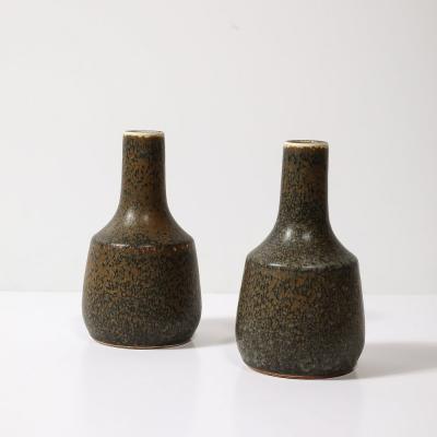 Gunnar Nylund Pair of Mid Century Speckled Umber Glazed Vases by Gunnar Nylund for R rstrand