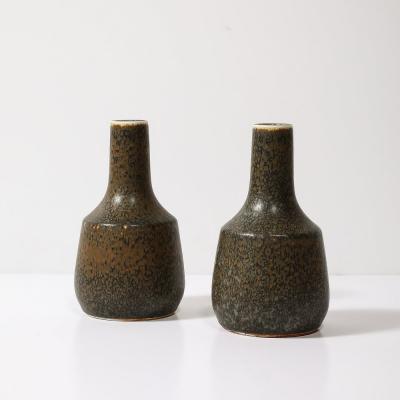 Gunnar Nylund Pair of Mid Century Speckled Umber Glazed Vases by Gunnar Nylund for R rstrand