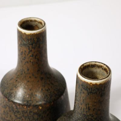 Gunnar Nylund Pair of Mid Century Speckled Umber Glazed Vases by Gunnar Nylund for R rstrand