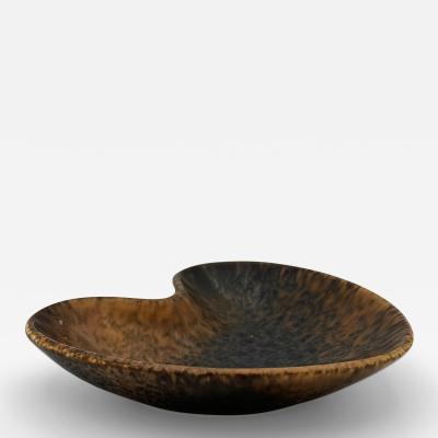 Gunnar Nylund Stoneware dish in mottled brown glaze model AXA