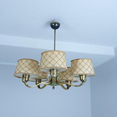 Gunnel Nyman Gunnel Nyman Pendant 51057 Brass Wood Paper String Shades Idman 1940s
