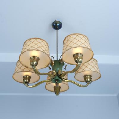 Gunnel Nyman Gunnel Nyman Pendant 51057 Brass Wood Paper String Shades Idman 1940s
