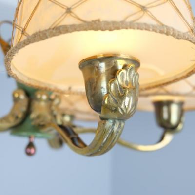 Gunnel Nyman Gunnel Nyman Pendant 51057 Brass Wood Paper String Shades Idman 1940s