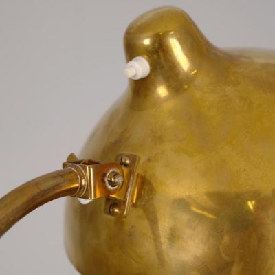 Gunnel Nyman Modernist Gunnel Nyman Brass Rattan Floor Lamp Model 62044 Idman 1940s