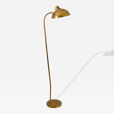 Gunnel Nyman Modernist Gunnel Nyman Brass Rattan Floor Lamp Model 62044 Idman 1940s
