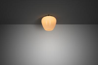 Gunnel Nyman Opal Glass Ceiling Lamp by Gunnel Nyman Attr for Idman Finland 1950s