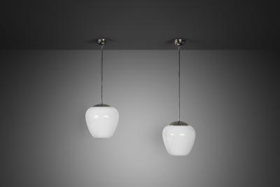 Gunnel Nyman Pair of Model 81003 Hanging Lamps by Gunnel Nyman for Idman Finland 1940s