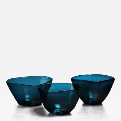 Gunnel Nyman Set of 3 Gunnel Nyman glass bowls