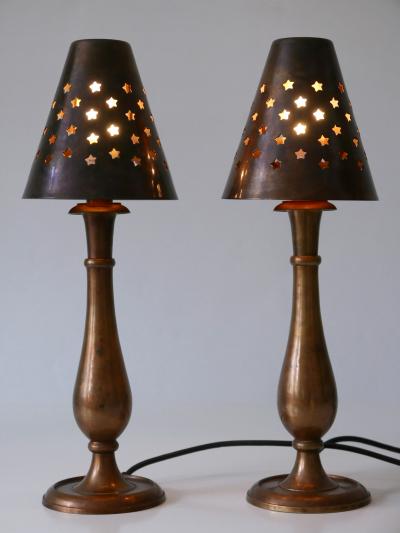 Gunther Lambert Set of Two Mid Century Modern Brass Side Table Lamps by Lambert Germany 1970s