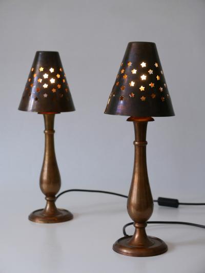 Gunther Lambert Set of Two Mid Century Modern Brass Side Table Lamps by Lambert Germany 1970s