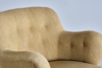 Gustav Axel Berg Sculptural Pair of Gustav Axel Berg Armchairs in Beech and Wool Sweden 1940s