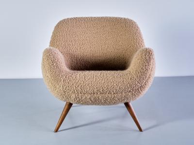 Gustav Bergmann Organic Gustav Bergmann Armchair in Pierre Frey Boucl and Beech Germany 1960s