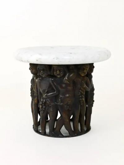 Gustav Gurschner Gustav Gurschner attr Art Nouveau Bacchus Putto Centerpiece Bronze Marble