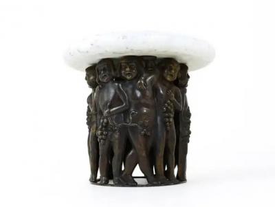 Gustav Gurschner Gustav Gurschner attr Art Nouveau Bacchus Putto Centerpiece Bronze Marble