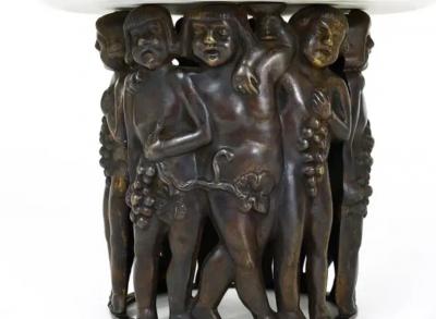 Gustav Gurschner Gustav Gurschner attr Art Nouveau Bacchus Putto Centerpiece Bronze Marble