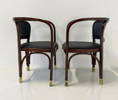 Gustav Siegel Pair of N 715 Gustav Siegel Armchairs for Kohn Austria 1900s