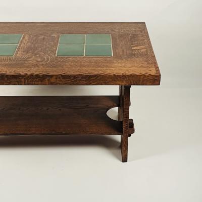 Gustav Stickley Exceptional Gustav Stickley Arts and Crafts Oak Center Table with Grueby Tiles