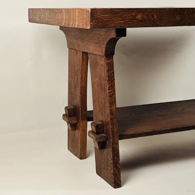 Gustav Stickley Exceptional Gustav Stickley Arts and Crafts Oak Center Table with Grueby Tiles