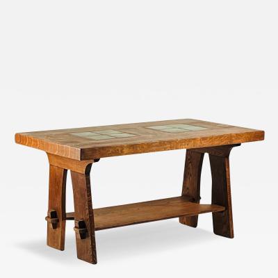 Gustav Stickley Exceptional Gustav Stickley Arts and Crafts Oak Center Table with Grueby Tiles