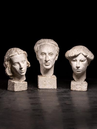 Gustave Fontaine Collection of 9 plaster Model heads by Gustave Fontaine 1877 1952 