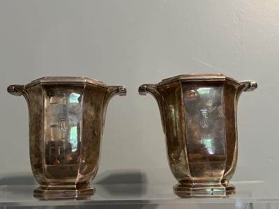 Gustave Keller FRENCH ART DECO SILVER VASES DESIGNED BY GUSTAVE KELLER