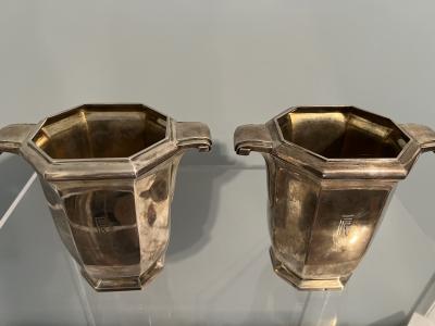 Gustave Keller FRENCH ART DECO SILVER VASES DESIGNED BY GUSTAVE KELLER