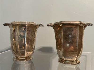 Gustave Keller FRENCH ART DECO SILVER VASES DESIGNED BY GUSTAVE KELLER