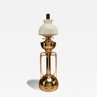 Gustave Serrurier Bovy Secessionist Period Paraffin Brass Table Lamp 