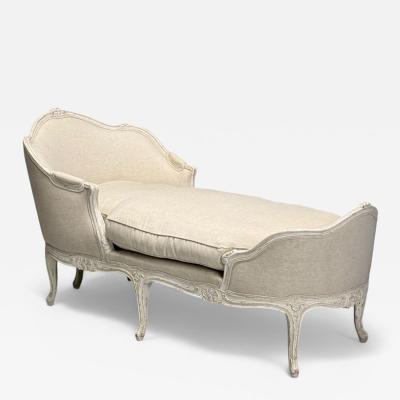 Gustavian Distressed White Paint Linen Swedish Daybed Sweden 20th c 