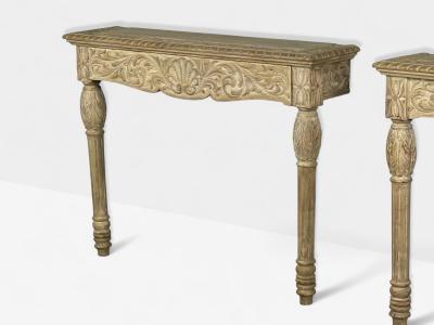 Gustavian Grey Paint Pine Paint Decorated Wall Mounted Consoles Sweden 1950s