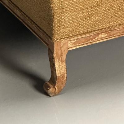 Gustavian Italian Renaissance Style Chair Burlap Distressed Paint Giltwood
