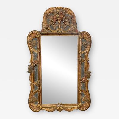 Gustavian Italian Wall Console Mirror Cornucopia Motif Parcel Gilt Decorated
