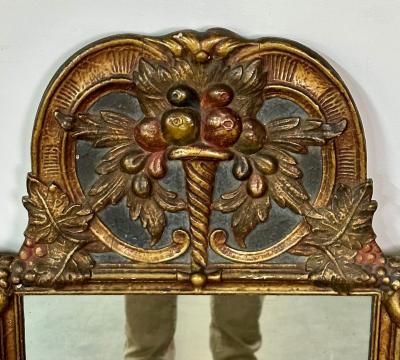Gustavian Italian Wall Console Mirror Cornucopia Motif Parcel Gilt Decorated