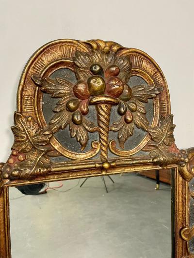 Gustavian Italian Wall Console Mirror Cornucopia Motif Parcel Gilt Decorated