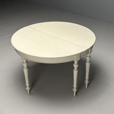 Gustavian Large Swedish Dining Table Gray Paint Distressed Sweden 1970s