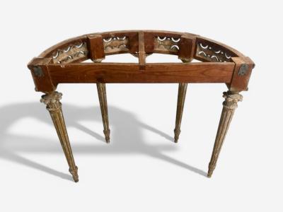 Gustavian Louis XI Painted Wood Marble Demilune Console Table France 1780