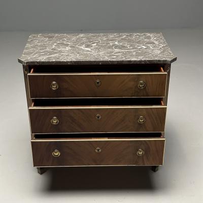 Gustavian Louis XVI Style Commode Marble Brass Sweden 1960s