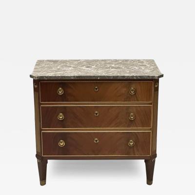 Gustavian Louis XVI Style Commode Marble Brass Sweden 1960s